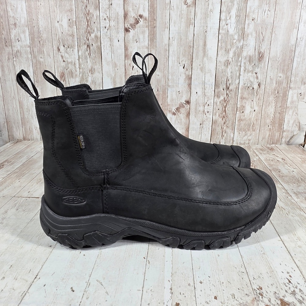 Keen Anchorage III Waterproof Chelsea Boots Mens 13 Black Raven Leather 1017789